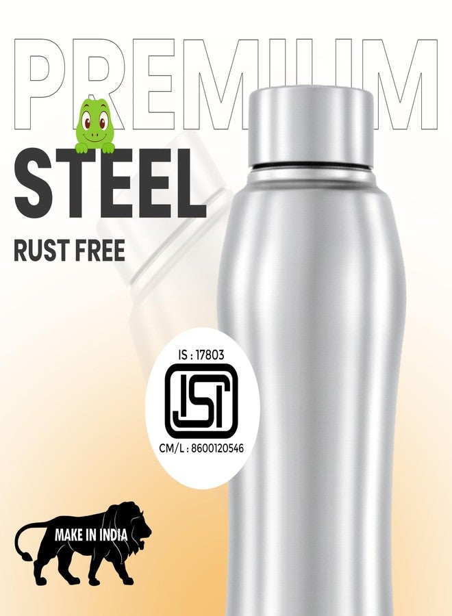truTRTL Steely Stainless Steel Water Bottle 1000 ml | ISI Certified | Single Wall | Leak Proof Lid | Rust Proof | For School, Office & Gym I Silver - Image 4